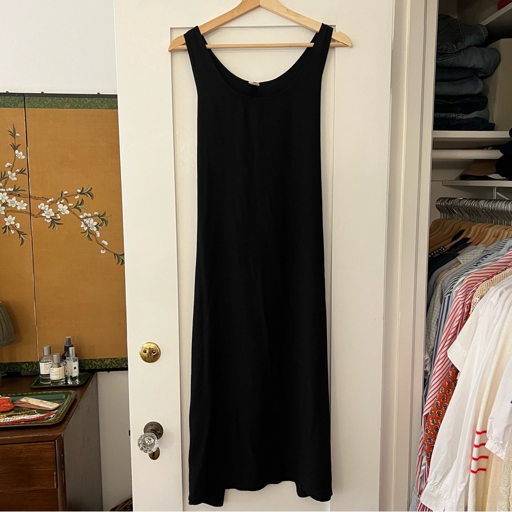 Vintage 90s Sleeveless Midi Length Dress with Waist Tie @ Back